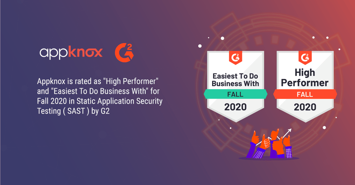 appknox's tweet photo. We're excited to announce that @appknox is rated as "High Performer" &amp; "Easiest to do Business With" for Fall 2020 by @G2dotcom.

Visit our G2 profile to find out why customers love our automated security testing suite👉 https://t.co/DXvUnVuOl1

@harshwebweaver @sunnyrockzzs https://t.co/rgJoipwwiQ