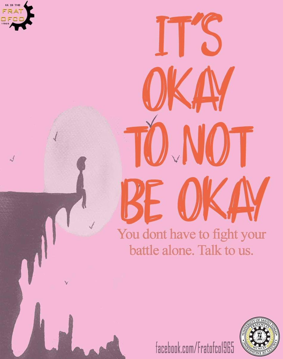 fratofco's tweet photo. #FRATOFCOcares #MentalHealthAwareness
You are not alone. You are never alone in your inner battles and struggles. We are here to help. Giving up is never an option. Always rise once fallen down. Itβs okay to not be okay.
#KappaKappa
β¨#SigmaBeta
#TauMuEpsilon https://t.co/1YrvDQOQ99