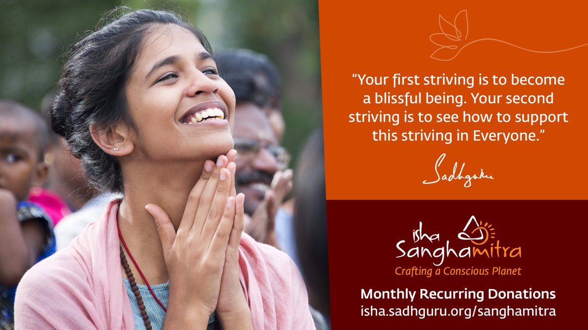 ishafoundation's tweet photo. The powerful tools of transformation offered by Sadhguru have touched millions of lives, creating a wave of bliss across continents and cultures. Join this effort of offering the spiritual possibility to all by making a monthly recurring donation: https://t.co/6nFQXuGvuT https://t.co/6JN41eBQWs