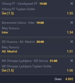 Herkese Merhaba ;
Bu gün bülten güzel ve 4 maçtan oluşan bir maç önü kuponu hazırladım. Herkese bol şanslar...
#iddaa #bahis #birebirfutbol #türkiye #cisse #galatasaray #spormansettrt #istanbul #nesine #bilyoner #uefa #uefachampionsleague  #takip #like