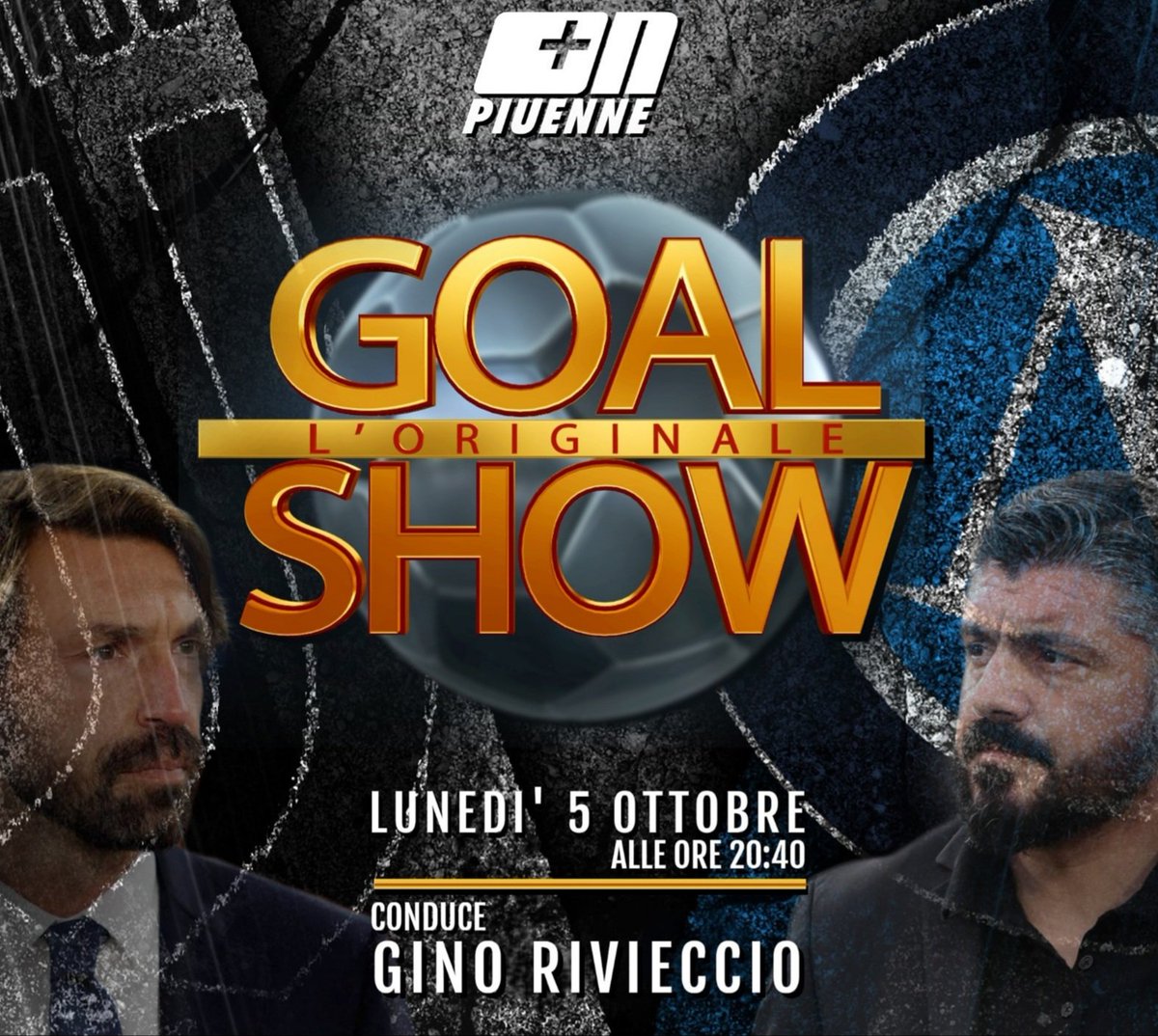 pincopallino226's tweet photo. Tanti auguri a @GinoRIVIECCIO per la nuova avventura. Da lunedì 5 ottobre su #piuenne condurrà #Goalshow. @s_tamburini @TolliVincenzo @sergiolinix @Carloalvino @DiegoDeLucaTwit @luciopengue @SasaCaiazza @scottotweet @peppeiodice1 @SilverMele @NunziaMarciano @molarolandia https://t.co/zmYLDTgKQr