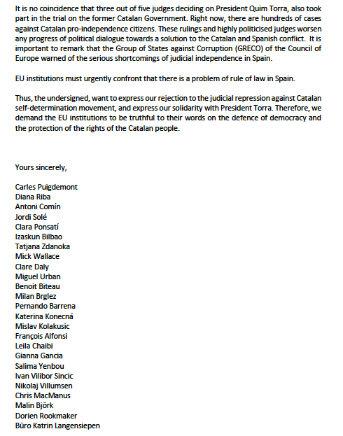 L'état de droit n'est pas à géométrie variable !
L'UE🇪🇺 critique la Hongrie &amp; la Pologne mais ferme les yeux sur l'Espagne🇪🇸.

Avec 24 députés européens, nous appelons l'UE à dénoncer la violation des droits civils et politiques de <a href="/QuimTorraiPla/">Quim Torra i Pla</a> et des électeurs de #Catalogne.