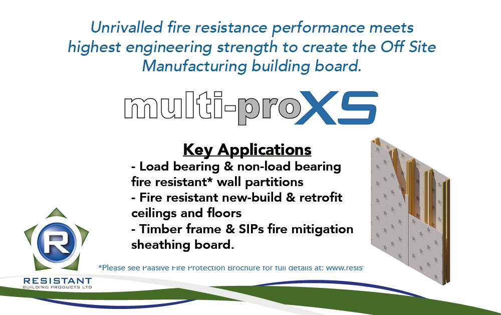 ResistantBoard's tweet photo. When superior fire resistant performance meets engineered strength to create the Offsite Manufacturing building board, Multi-Pro XS.
Get in contact with our sales reps to find out more or at: info@resistant.co.uk
#specifying #buildingboard #constructionmaterials https://t.co/j9Ml5ldtml