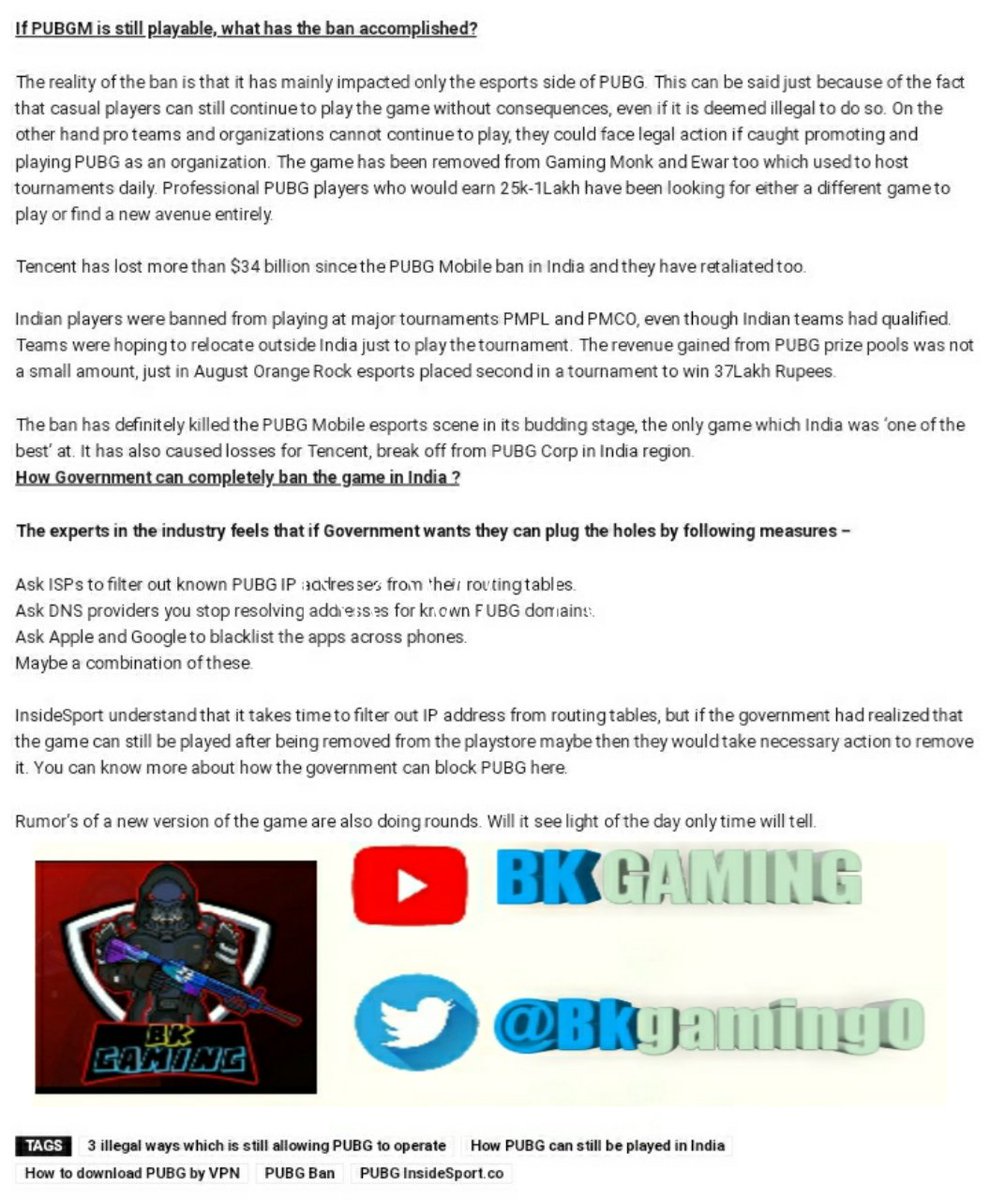 UnNonGamerZ's tweet photo. #pubgban : India is still playing PUBG through these 3 illegal ways
TAGS BY @BkgamingO #3illegalwayswhichisstillallowingPUBGtooperate #HowPUBGcanstillbeplayedinIndia #HowtodownloadPUBGbyVPN #pubgban #PUBG https://t.co/ETEHDPb149

Keep following me @BkgamingO for more information https://t.co/JQgVAx4DXT