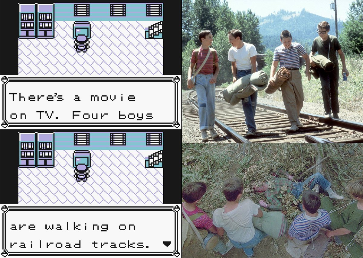 It shouldn't be to anyone's surprise that they animated the in-game reference for the 1986 movie "Stand By Me" inspired by Stephen King's novel "The Body" from 1982.A tale of adventure, mystery & adolescence, beingthe railroad as a symbol of connection like a Link Cable. ---->