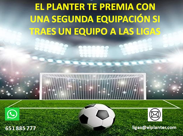 😙🤙 En las #LigasF7ElPlanter, premiamos tu fidelidad y por eso te regalamos una segunda equipación si traes un equipo a la competición ✍

📲 Infórmate y vive tu pasión futbolera con nosotros ⚽❤

🤗 ¡Nos quedan muy pocas plazas! 🤗
