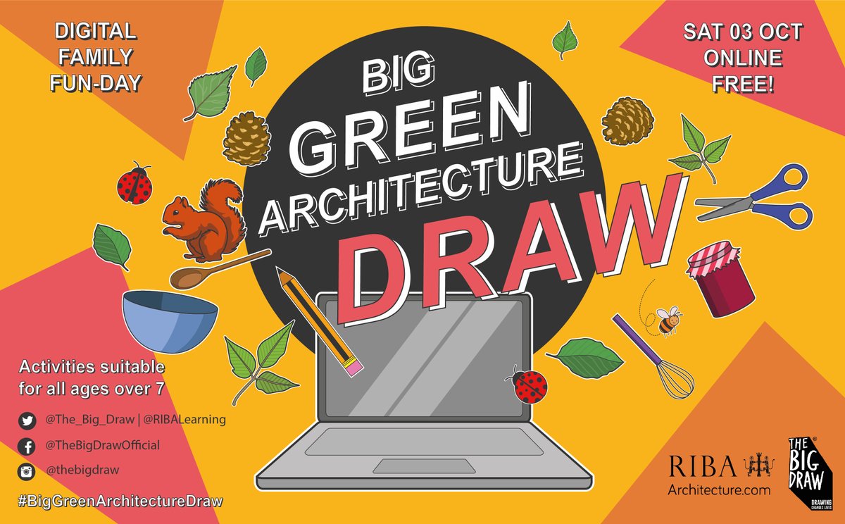 Join us 3 Oct for Online Family Fun Day: Big Green Architecture Draw as part of this year’s @The_Big_Draw, on the theme of climate change, sustainability and green architecture. A full day of creativity, drawing and making - bit.ly/3kXNK11 #BigGreenArchitectureDraw