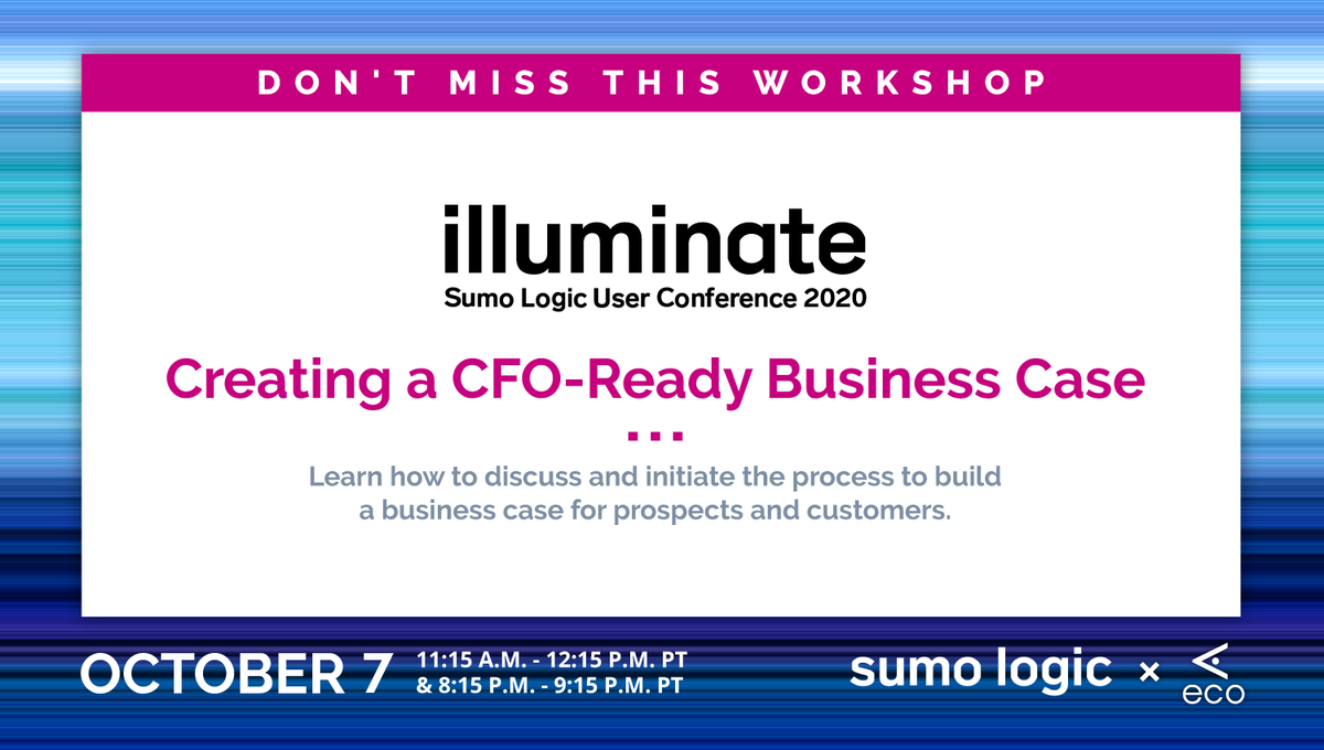 ValueMadeClear's tweet photo. We are less than a week away from @SumoLogic's #Illuminate20 User Conference!
Don't miss out on our workshop on October 7, where we will explore how to create a CFO-ready business case.
Register now: https://t.co/GLWdWykthf
#businesscases #businesscasedevelopment #saas #sales https://t.co/FYAQ2OGzhE