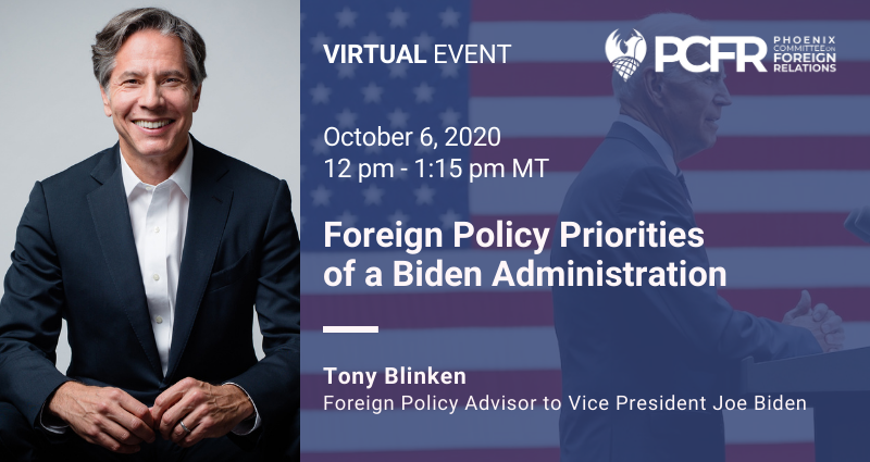 pcfrarizona's tweet photo. Don't Forget! Join PCFR for: Foreign Policy Priorities of a Biden Administration. Discussion lead by Tony Blinken, author of Ally Versus Ally: America, Europe and the Siberian Pipeline Crisis.  

Register: https://t.co/5QIf7MpgRZ https://t.co/p2Jz1enJVc