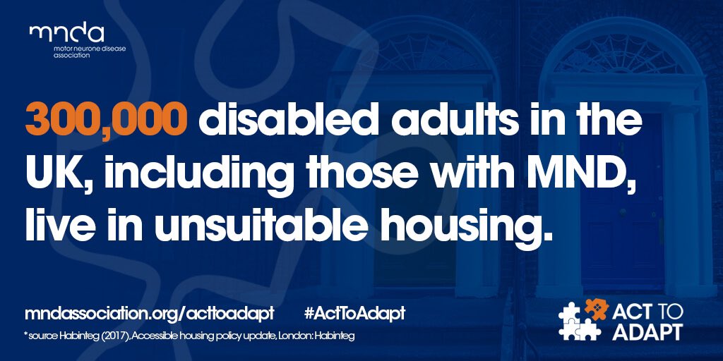 I want everyone to have access to suitable housing. Being unable to get around your home or be trapped in a room is unacceptable and for many people with MND adaptions are needed quickly. Join our @mndassoc campaign and #ActToAdapt