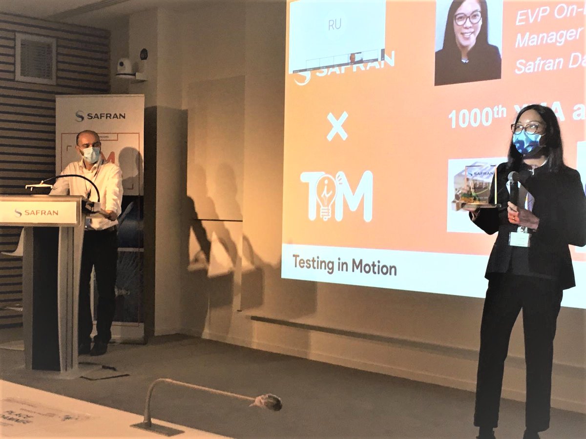SafranElecDef's tweet photo. During the #TestingInMotion, Orbital Engenharia received a prize for acquiring the 1000th XMA. The XMA is the best fit for remote data acquisitions in harsh and small space areas. It is the perfect candidate for network telemetry applications and remote acquisitions. https://t.co/BYZLqY00hx