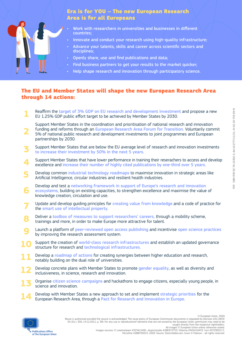 EU_Commission's tweet photo. The new #EUResearchArea will improve Europe’s research and innovation landscape, accelerate transition towards climate neutrality and digital leadership, support recovery from the societal and economic impact of coronavirus crisis, & strengthen resilience against future crises. https://t.co/LDF3qG8GZw
