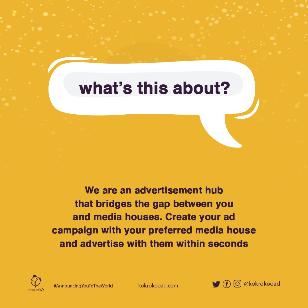 kokrokooad's tweet photo. We are committed to building a marketing and advertising network with you in mind!
#gearingUp #anticipate #kokrokooad
#announcingyoutotheworld
#diyadvertising
#disruptiveinnovation
#disruptivemarketing
#technologytrends
#smallbusinesses
#SMEs https://t.co/IznTLwC8Ae