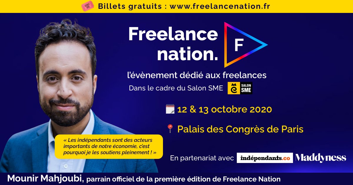 Nous sommes plus qu’heureux de vous annoncer que le Député et ancien Ministre du Numérique, <a href="/mounir/">Mounir Mahjoubi</a>, est le parrain officiel de la première édition de Freelance Nation.

🎙️ Il participera à une table ronde aux côtés de <a href="/independants_co/">indépendants.co</a> et <a href="/Mattintouch/">Matthieu Stefani</a> 

<a href="/bymaddyness/">Maddyness</a>