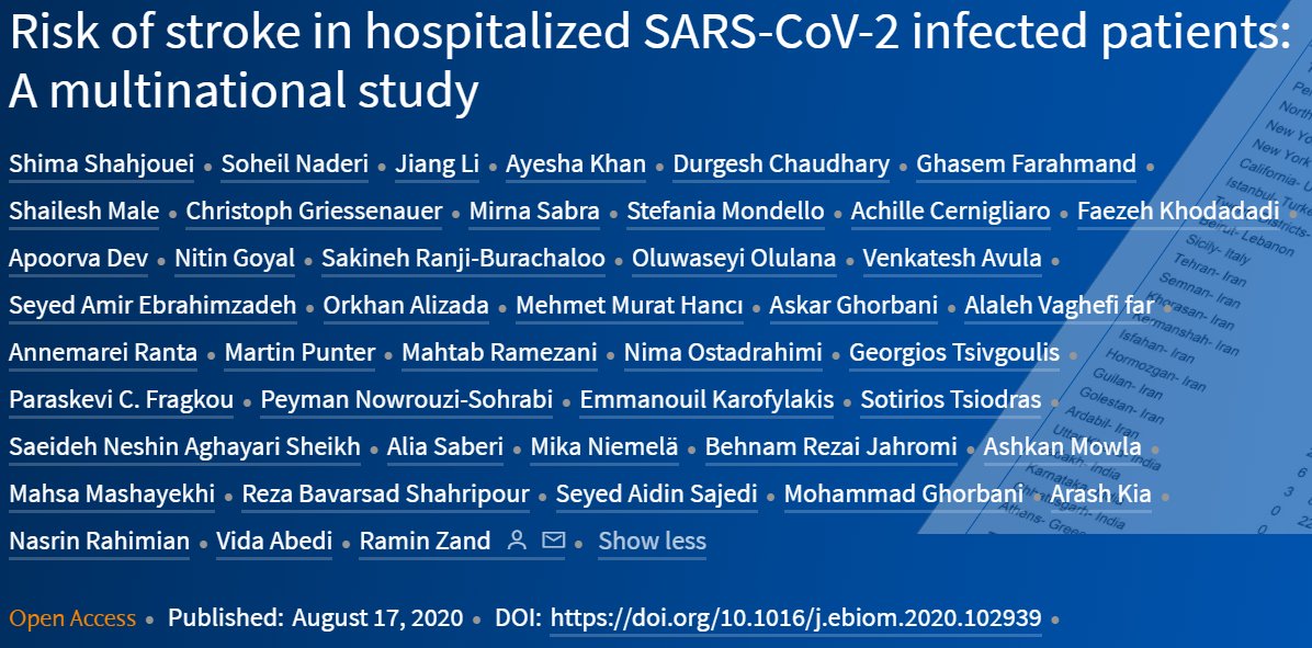 eBioMedicine ā The Lancet Discovery Science (@ebiomedicine) on Twitter photo Editorās pick from our Sep issue: <a href="/Shimashah4/">Shima Shahjouei</a> et al. present findings from a multicenter, multinational observational study coordinated by R Zand <a href="/vida_abedi/">Dr. Vida Abedi, PhD</a> from <a href="/GeisingerRsrch/">Geisinger Research</a> about the risk of #stroke in hospitalized #SARSCoV2 infected patients
Readšbit.ly/33WeasR Editorās pick from our Sep issue: <a href="/Shimashah4/">Shima Shahjouei</a> et al. present findings from a multicenter, multinational observational study coordinated by R Zand <a href="/vida_abedi/">Dr. Vida Abedi, PhD</a> from <a href="/GeisingerRsrch/">Geisinger Research</a> about the risk of #stroke in hospitalized #SARSCoV2 infected patients
Readšbit.ly/33WeasR