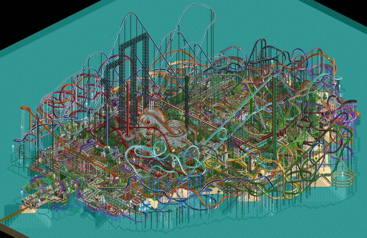 aprice1828's tweet photo. It's not that I have a Rollercoaster Tycoon addiction, I just keep playing this one park. #openrct #rct2 https://t.co/hS9FixvKNs