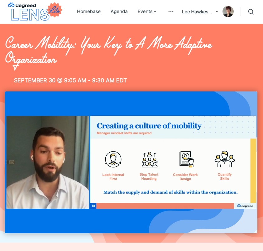 TheWiredBean's tweet photo. My session with @ChrisMilliganTT did not disappoint. #DegreedLENSLite #employeemobility #upskilling https://t.co/64bR4HJ1pj
