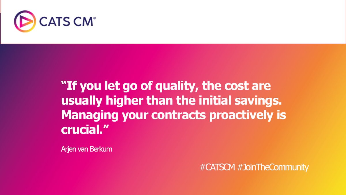 arjenvanberkum's tweet photo. "If you let go of quality, the cost are usually higher than the initial savings. Managing your contracts proactively is crucial." - @arjenvanberkum » https://t.co/vuEJVDCthu
#contracts #contractmanagement #leadership #contractstrategy #CATSCM https://t.co/iM3FsKDt4A
