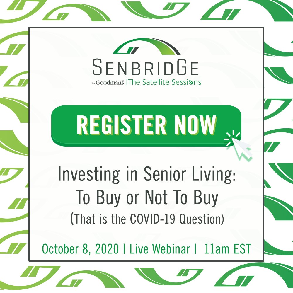 _SenbridGe's tweet photo. Join us on October 8th for our second #SenbridGeSatelliteSession, Investing in Senior Living: To Buy or Not To Buy (That is the COVID-19 Question). Register now: https://t.co/vCm4rCt0lc https://t.co/rGKLvBIV4g