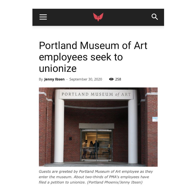 Thank you Portland Phoenix for writing about our union! 

“We just want to support our museum and our communities, and mostly we want to support our workers.” –PMA staff member Michaela Flint 

portlandphoenix.me/portland-museu…