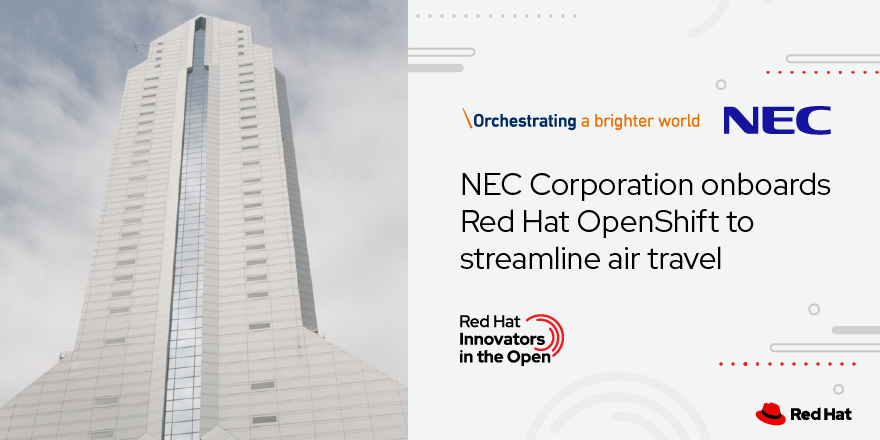 RedHat's tweet photo. .@NEC_corp uses #RedHat @OpenShift as the foundation for its Narita Airport One ID; a solution tailored to the growing need for “fast travel” in the airline industry. See how: https://t.co/BGcYzgxrX0 https://t.co/5inRuOGXh8