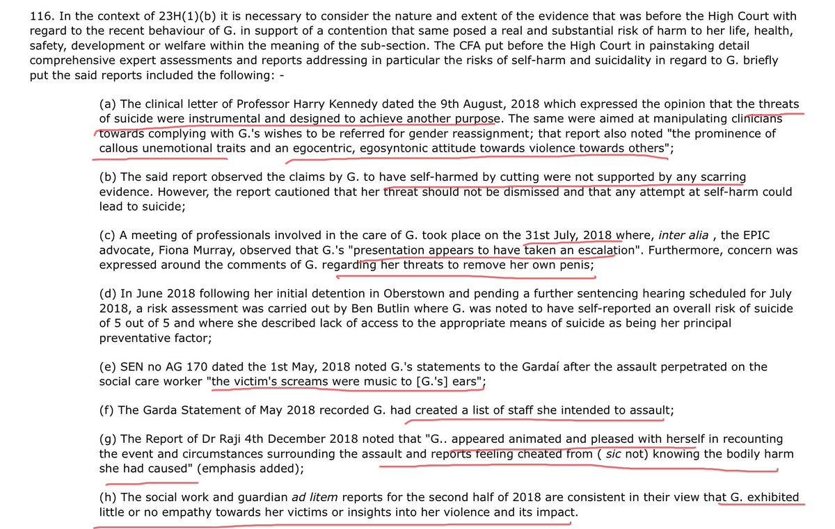 A reminder of some aspects of the evidence the judge considered in making the special care order. G was seen to have manipulated clinicians and we are reminded that G said his victims screams were “music to my ears”