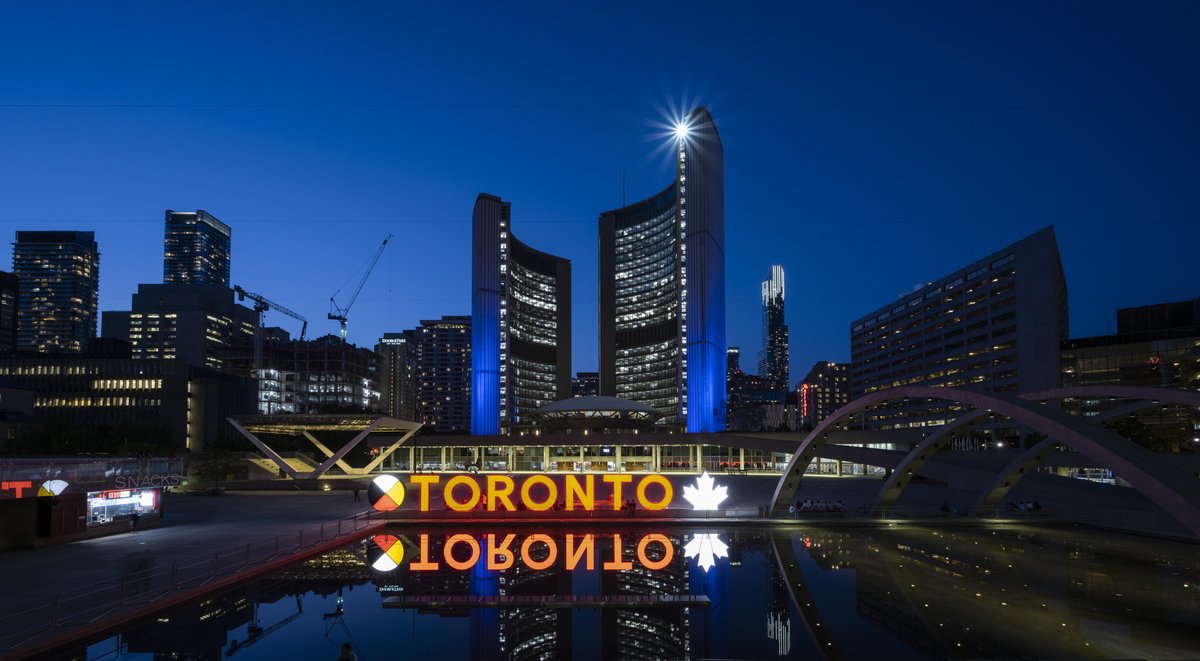 The Toronto Sign has been lit in orange for Orange Shirt Day today. #OrangeShirtDay #TOSign