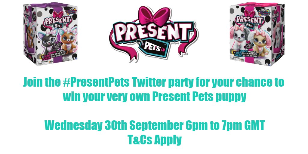 Join the conversation today between 6pm and 7pm GMT using #PresentPets for your chance to win a Present Pets.  UK &amp; Over 18s only T&amp;Cs here bit.ly/SpinTandCs
