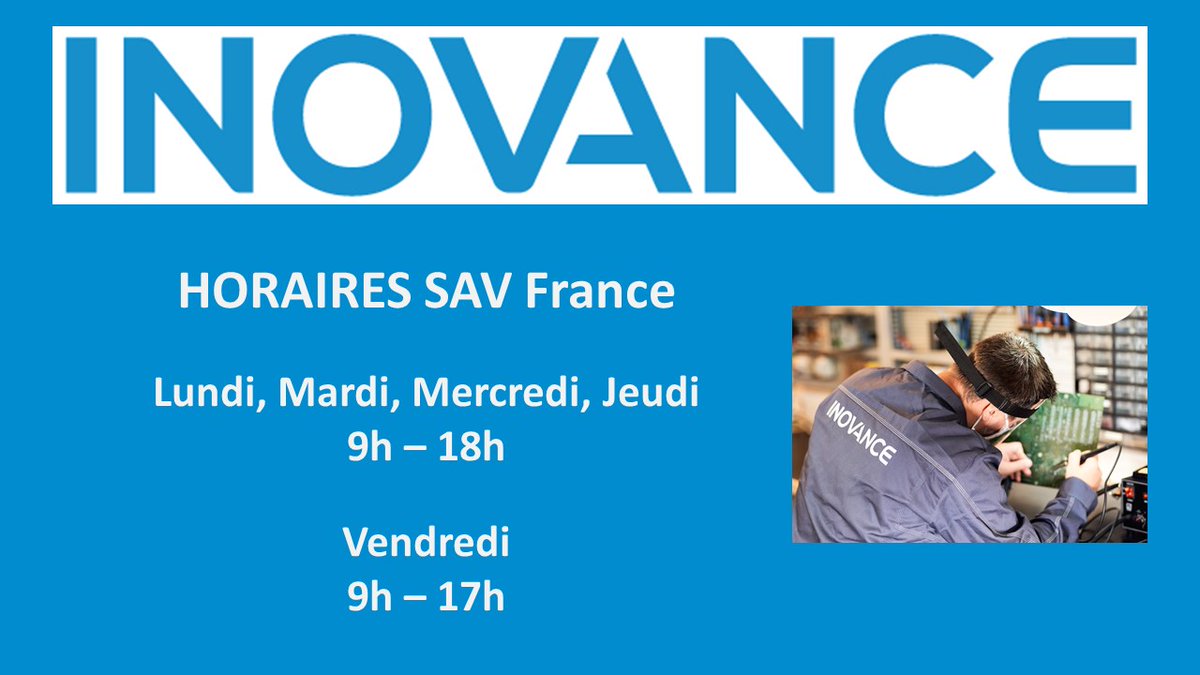 inovance_france's tweet photo. Vous pouvez contacter notre Service Après-Vente de 9h à 18h du lundi au jeudi et de 9h à 17h le vendredi. 
#inovance #automation #cnc #service https://t.co/ErWQPAm6CK