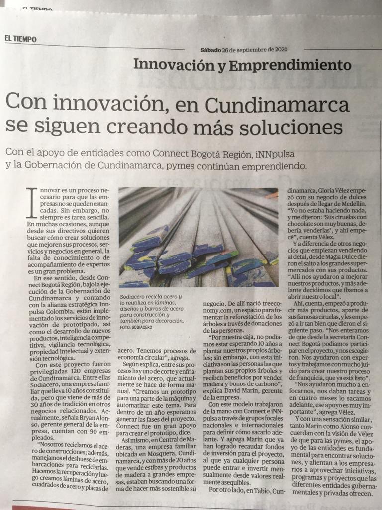 TheTreeconomy's tweet photo. 🌲@VivamosELTIEMPO uno de los medios de comunicación más grandes y respetados de Colombia, ha mencionado a Treeconomy en la sección de #Innovación y #Emprendimiento! ¡No podríamos estar más emocionados y honrados de ver a nuestra compañía Treeconomy en esto! https://t.co/lwPU2M8zaZ