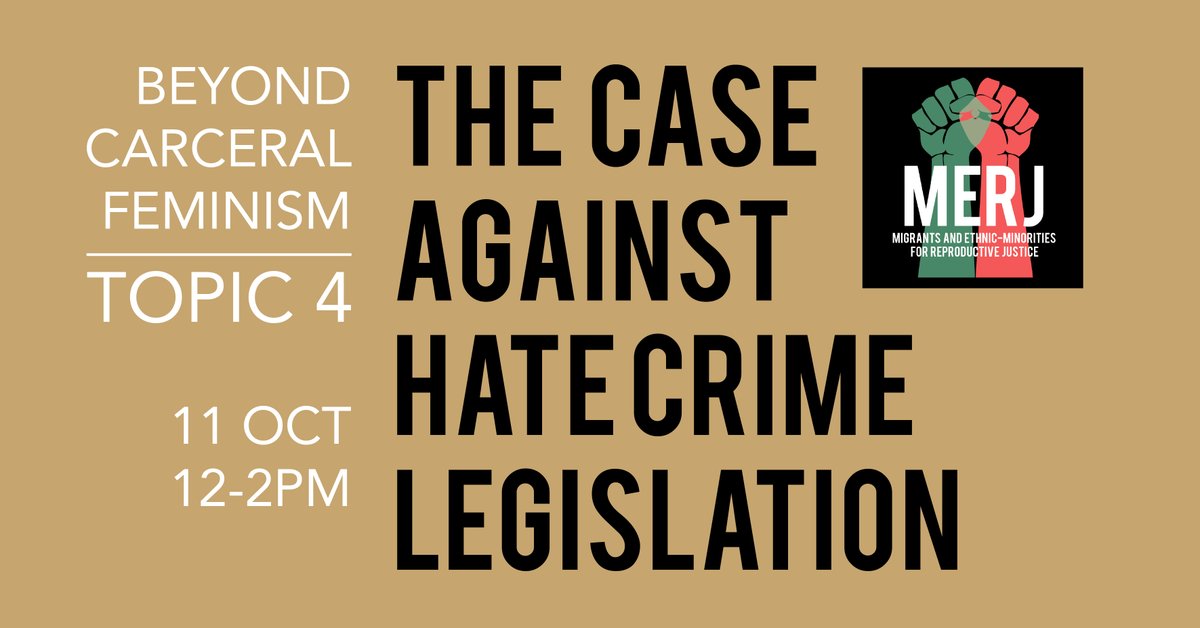 Topic 4 in our Beyond Carceral Feminism series: The case against hate crime legislation will be taking place on Sunday Oct 11, 12-2pm. For reading list and registration form click onto our facebook event:
https://t.co/xC0pnl4sF4 https://t.co/2GJDVGyzJz