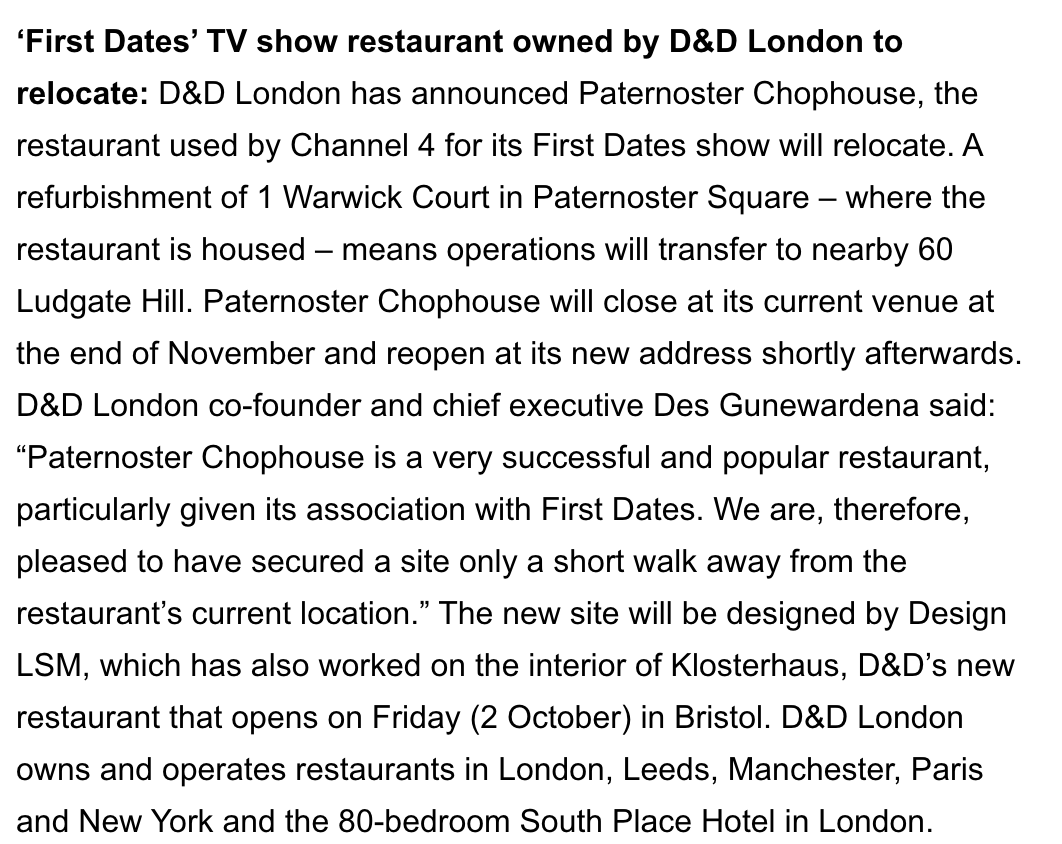 DLSMStudio_'s tweet photo. Delighted to working on the design relocation of @DandDLondon iconic @paternosterchop restaurant. #newproject #designedbydlsm #hospitalitydesign https://t.co/dLvkOdxuWv