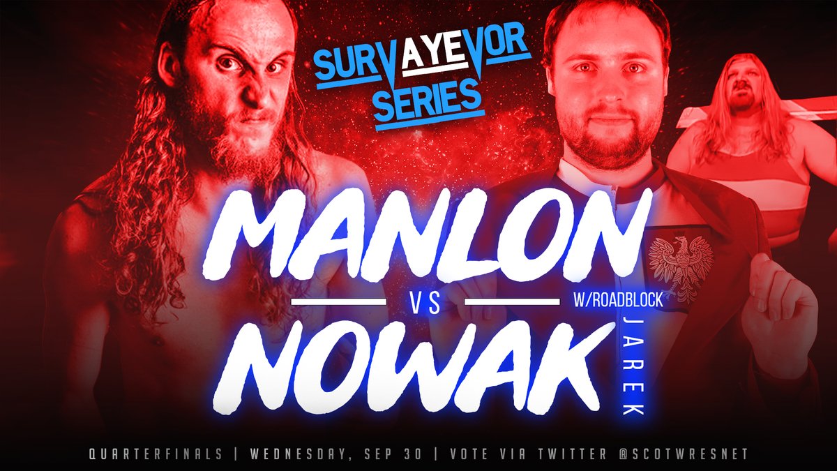 AdamMorrison40's tweet photo. Quarterfinal time in #SWNSeries!
Today's matches:
- @ManovalMister vs. @IanSkinnerPW
- @JudasMate vs. @BigRedFCassidy
- @Jarek__Nowak vs. @OhLookItsManlon
- @JarethDuke vs. @MajorMattWolfe https://t.co/D5wuLxKZfN