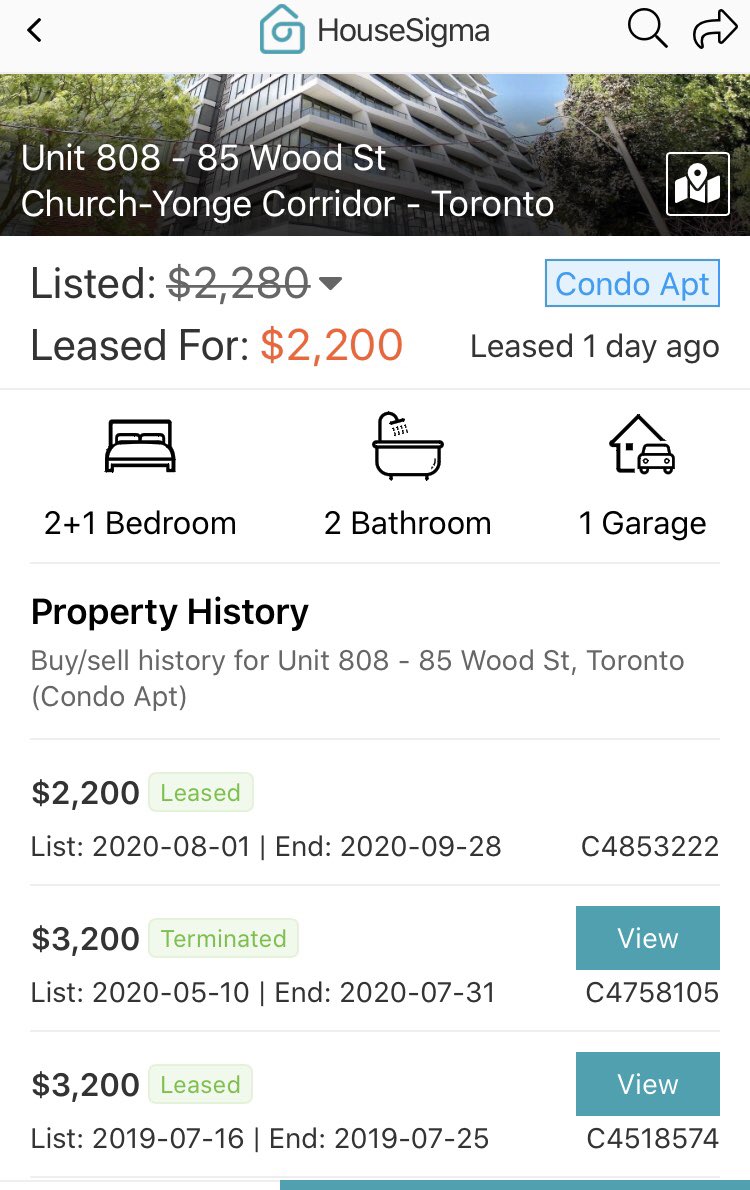 The Latest in Toronto RentsAnother 2 bd unit seeing a $1000/month drop in rents. Seeing pretty consistently now investors taking 20-30% haircuts on revenueImportant to note many of these investors were already neg cash flow & had high expectations for rents rising #cdnecon
