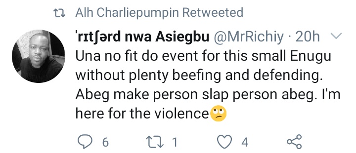 OnweLinda's tweet photo. A few people are disappointed with #Enugutwitter hence the tweets and @_Ebubechukwu_ said #Enugutwitter drama is not for her
The subbing and beefing after the beef party continues on the tl while @harryklassic is planning #Fifakings https://t.co/VTvNe9WHS5
