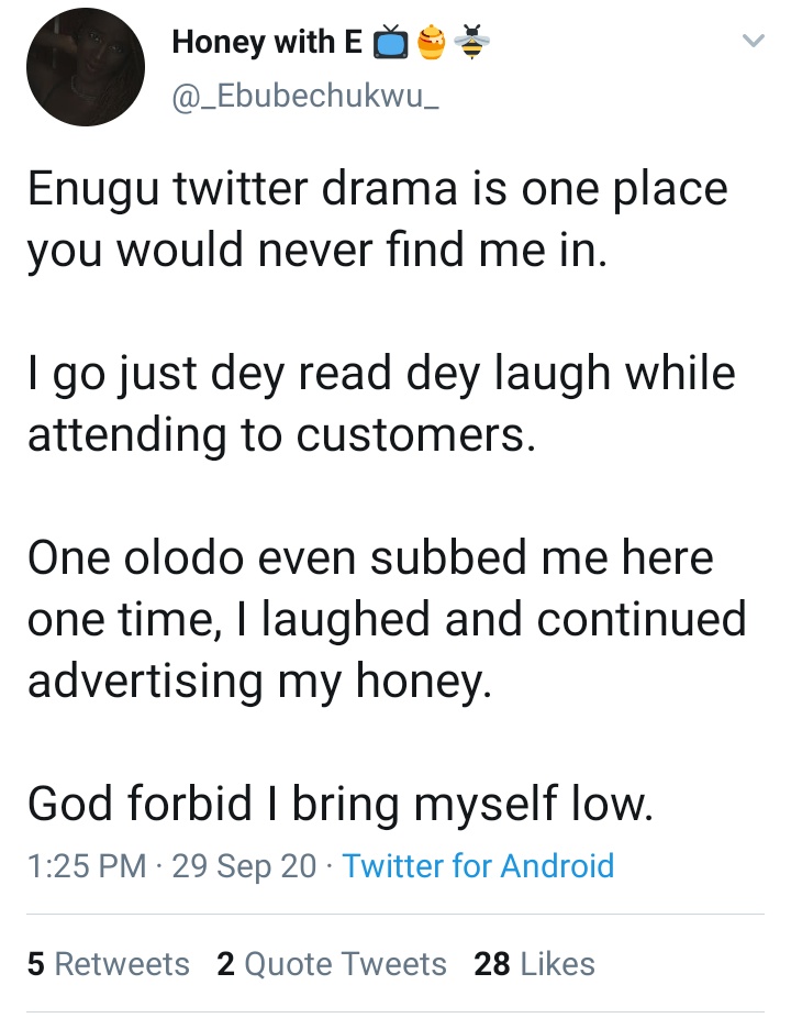 OnweLinda's tweet photo. A few people are disappointed with #Enugutwitter hence the tweets and @_Ebubechukwu_ said #Enugutwitter drama is not for her
The subbing and beefing after the beef party continues on the tl while @harryklassic is planning #Fifakings https://t.co/VTvNe9WHS5