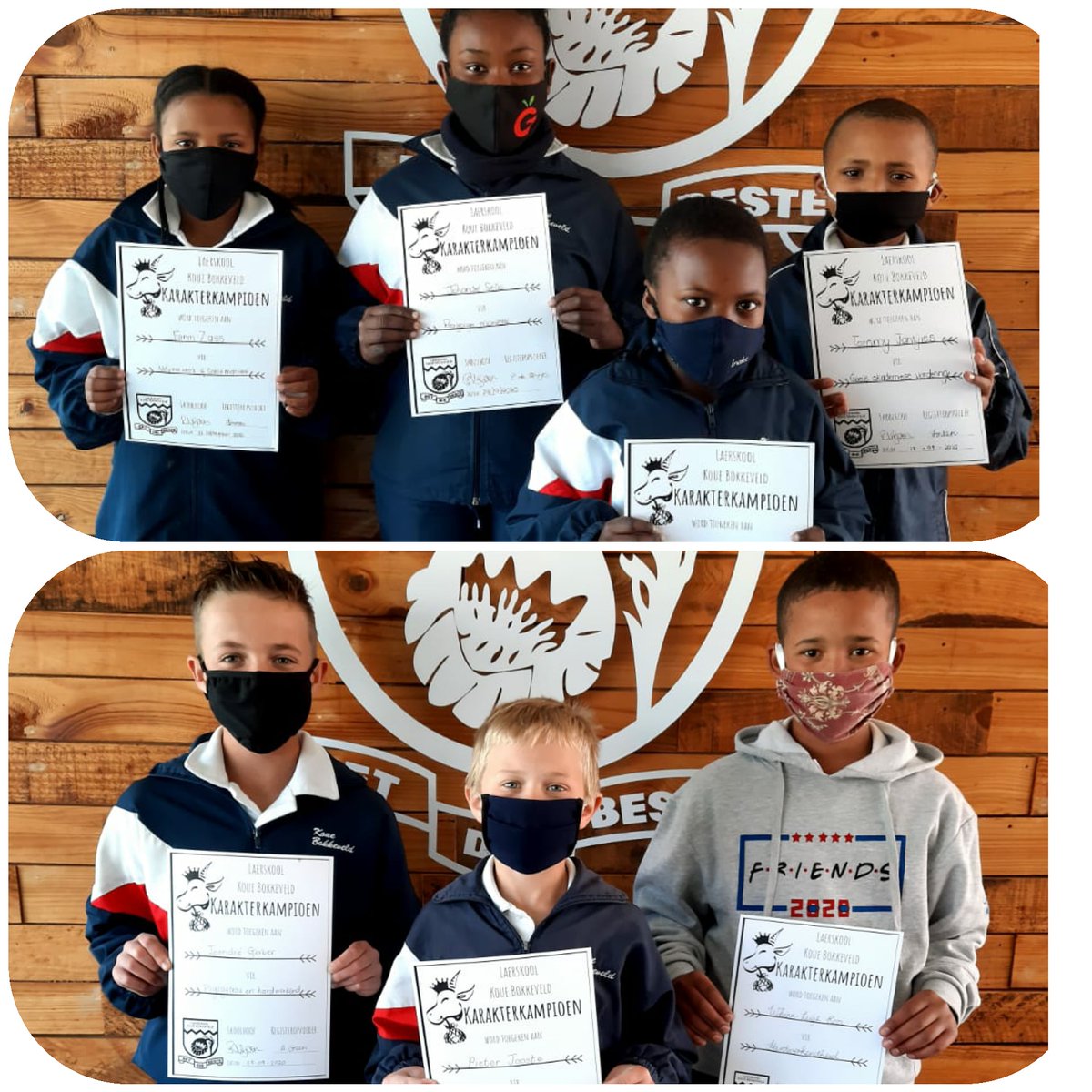 lakobok's tweet photo. Karakterkampioene toon uitsonderlike karaktereienskappe. ⭐
Hierdie leerders het die afgelope twee weke uitgeblink in een (of meer) van ons skool se kernwaardes. 
Ons is baie trots op julle!
@WCEDnews
#trotsebokkies https://t.co/XaPiyH8D1P https://t.co/rxnXNhQxxe