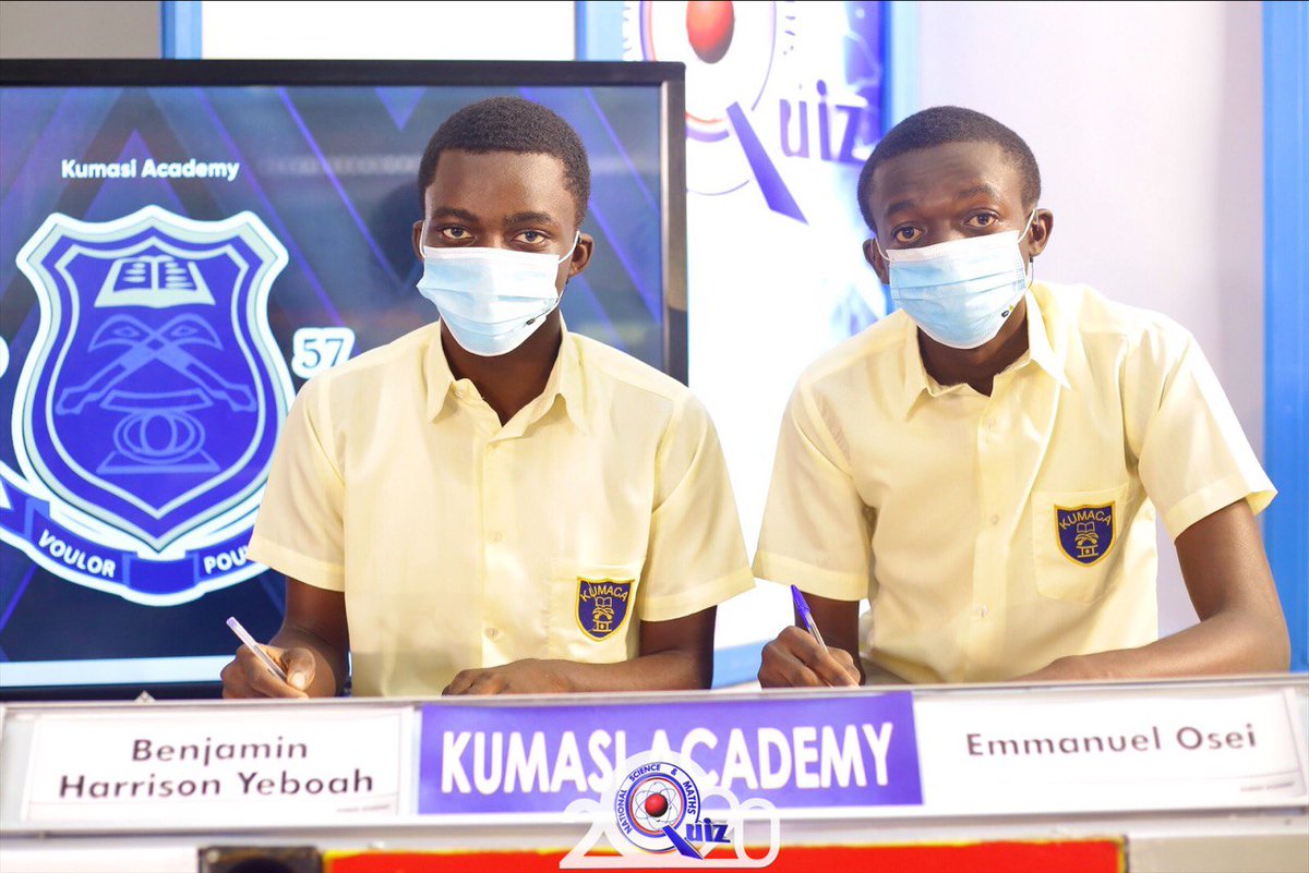 NSMQGhana's tweet photo. NNB: End of Contest

Kumasi Academy: 53pts
Mfantsipim Sch: 35pts
St. Mary's SHS: 30pts

#NSMQ2020 #NSMQOneEighth #Primetime https://t.co/I0rUopFS5n