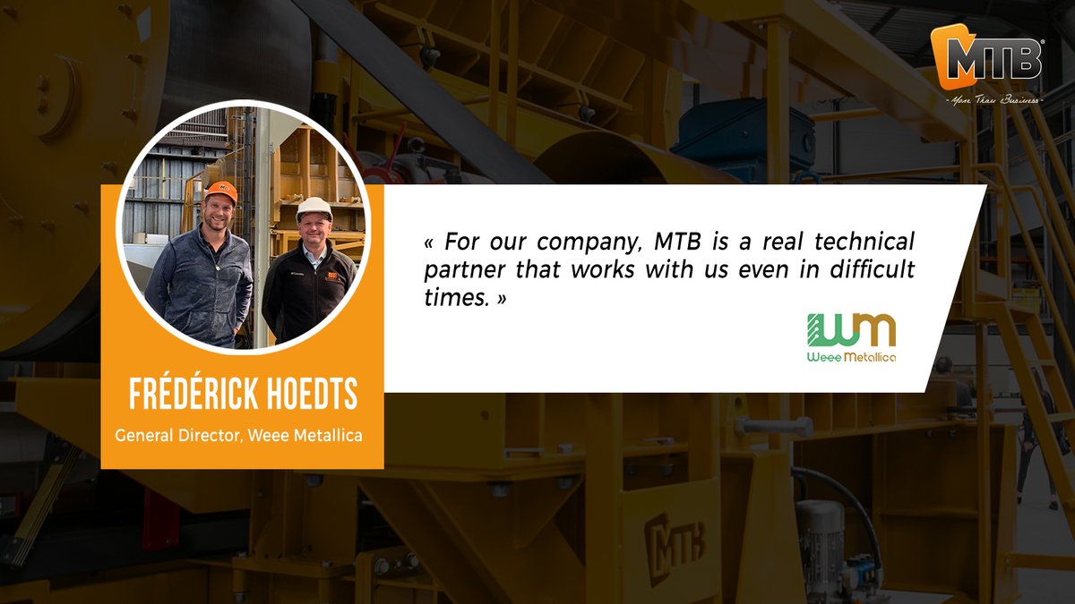 [CUSTOMER SERVICE] At MTB, customer service, technical expertise and support are our driving forces !  
We are pleased to support <a href="/Weee/">weee</a> Metallica in its recycling project. @Frédérick Hoedts visited our Manufacturing site last week, thank you for your gratifying comment :