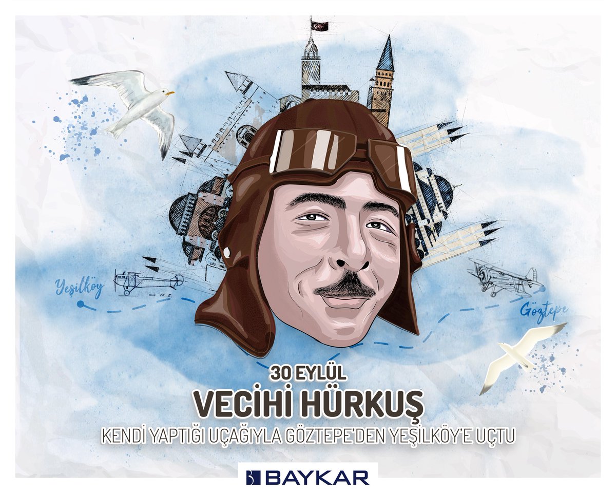 BaykarTech's tweet photo. Bundan tam 90 yıl önce 30 Eylül 1930'da Türk havacılığına gönül vermiş bir kahraman olan Vecihi Hürkuş, ilk kez kendi yaptığı bir uçakla Göztepe'den Yeşilköy'e kadar uçtu. ✈️👨‍✈️🇹🇷

#MilliTeknolojiHamlesi vizyonuyla izinden gittiğimiz Vecihi Hürkuş'u rahmetle anıyoruz. https://t.co/LpuGmSUsoJ