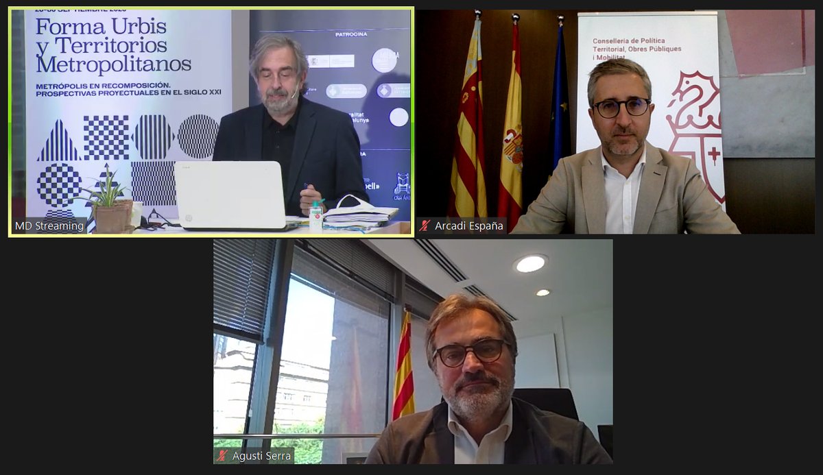 👥💻 El conseller <a href="/ArcadiSD/">Arcadi España García 🇪🇺🚴‍♂️</a> participa en el webinar “Noves Agendes Urbanes: L'Agenda Urbana d'Espanya”, dins del IV Congrés <a href="/isuf_h/">Congreso ISUF-H</a>. Forma Urbis i Territoris Metropolitans