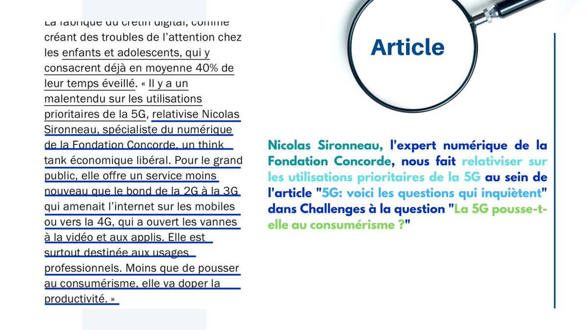 #Article 🔴 | Nicolas Sironneau, l'expert numérique de la <a href="/FConcorde/">Fondation Concorde</a> nous fait relativiser sur l'utilisation de la 5G dans un article du magazine économique <a href="/Challenges/">Challenges</a> 

challenges.fr/economie/le-vr…