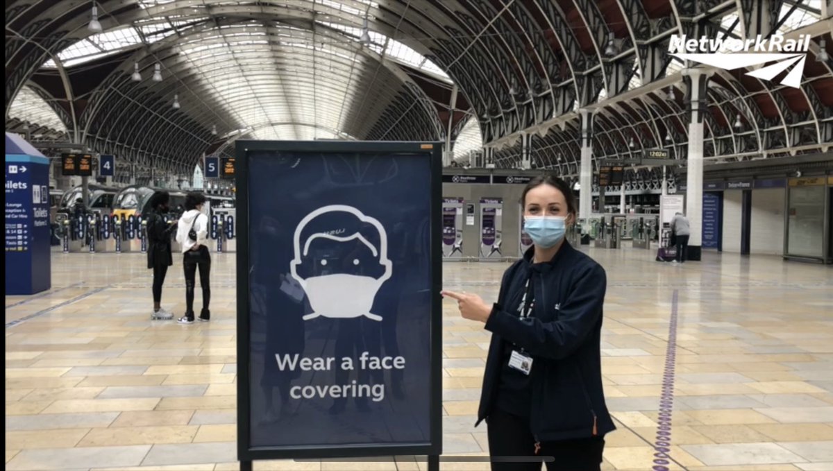 networkrail's tweet photo. We have lots of information to help you #TravelWithConfidence by rail here:
➡️ https://t.co/hCJsq6C6nt
😷 Remember, you must wear a face covering (unless exempt). If you can, try to book tickets online, travel at a quieter time and keep your distance. ↔️
#RailToRecovery https://t.co/nBVJCuFEV0