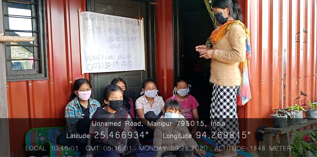 SbpSenapati's tweet photo. Awareness programme for Adolescent girls on Menstrual Hygiene and Sanitation carried out at Anganwadi Centres of Paomata ICDS Project.
#POSHANMaah2020
#PoshanAbhiyaan
@MinistryWCD @tini_tatatrusts @POSHAN_Official @SPreraks @SPreraksNE @ManipurPoshan @NgangomU @BanteeKonthouj1 https://t.co/8bLDxh6hd8