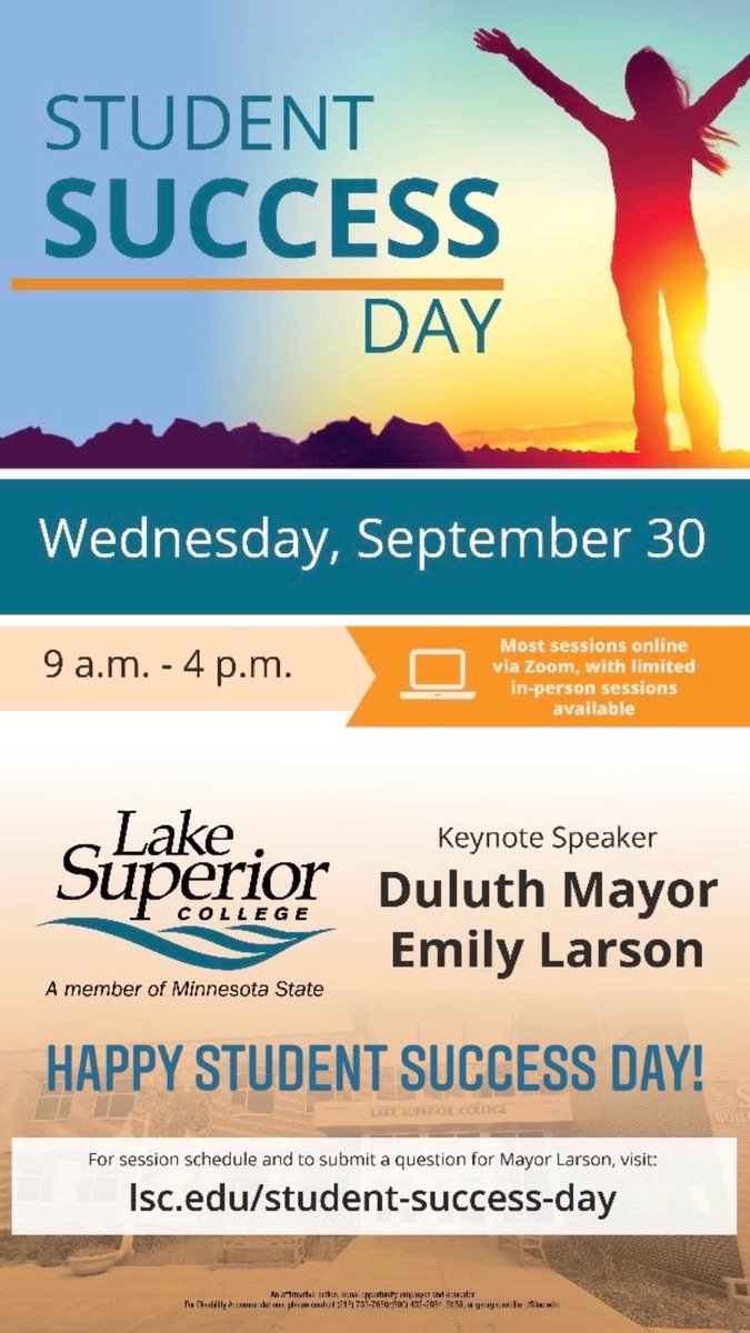 LSC_Duluth's tweet image. Happy Student Success Day, IceHawks! We’re looking forward to a great, engaging, fun and informative day, including hearing from Duluth Mayor @LarsonForDuluth this morning. Go IceHawks! #LakeSuperiorCollege #SupportingStudentSuccess
