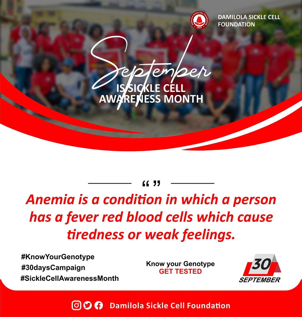 DeeSickleCell's tweet photo. Sickle cell anemia
Know your genotype today!
#Sicklecell #Sicklecellcampaign #Sicklecellwarriors #sicklecellwarriorsunite #sickcell #Gettested #Knowyourgenotype
#sicklecellawarenessmonth https://t.co/VauxLkhm7A