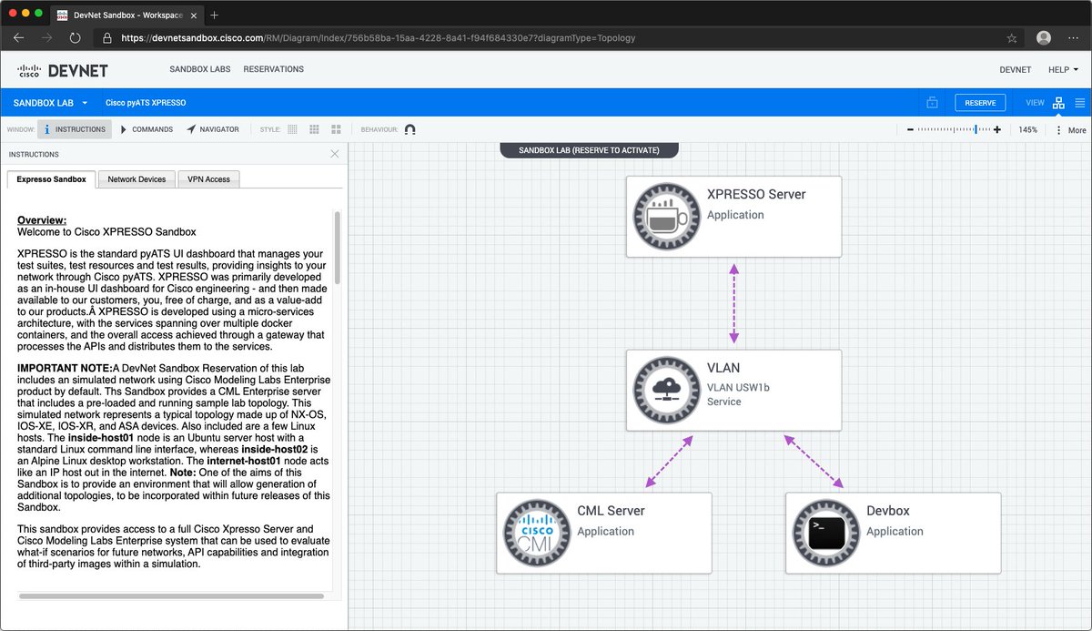 simingy's tweet image. #pyATS Dashboard: XPRESSO now available in #DevNetSandbox... for your full #NetDevOps experience!

- #CML providing a virtual, multi-platform network
- dev linux box with #pyATS pre-installed
- CICD with pre-built solutions in XPRESSO UI

devnetsandbox.cisco.com

#Cisco #VIRL