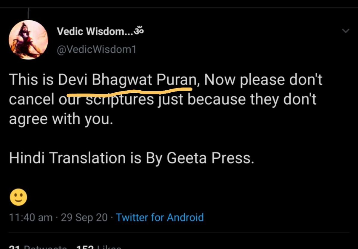 It's shameful that some people who can't counter him are tagging him as Arya Samaji.If he is Arya samaji Then why he counter everyone With Puranas so Stop twisting his tweets.We should be thankful that he is countering Christians and Muslims small and big handles  https://twitter.com/BaghiBaan/status/1311242930011607040