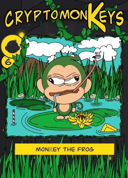 Crypt0monKeys's tweet photo. New #cryptomonKey #NFT #Giveaway!
Card 6: monKey The Frog
Rarity: Rare (max 421)
https://t.co/H4GMiLJJoH

#monKeydrop
1 card to 19 randomly selected winners:
1) RT this tweet
2) Follow @Crypt0monKeys &amp; @bananocoin
3) Comment your Wax address and tag a friend!
Ends in Oct 19th https://t.co/rmdQdEgVIU