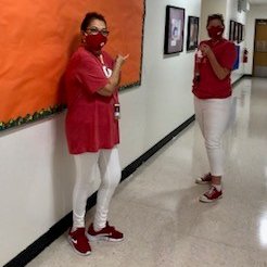 Mrs. Cortes and Ms. lebel are twins today 
#derbystrong